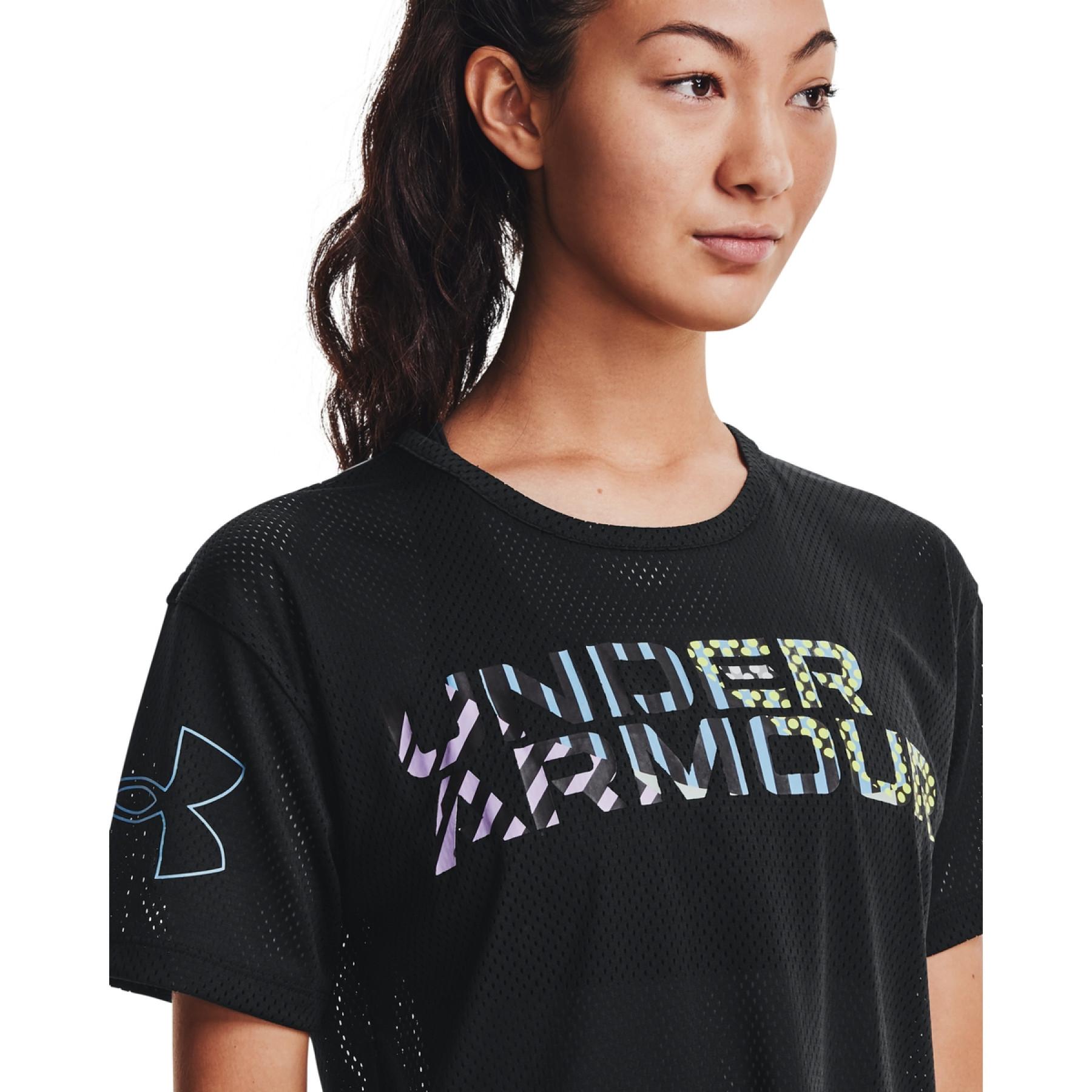 Camiseta de mujer Under Armour à manches courtes et motif en mesh Geo