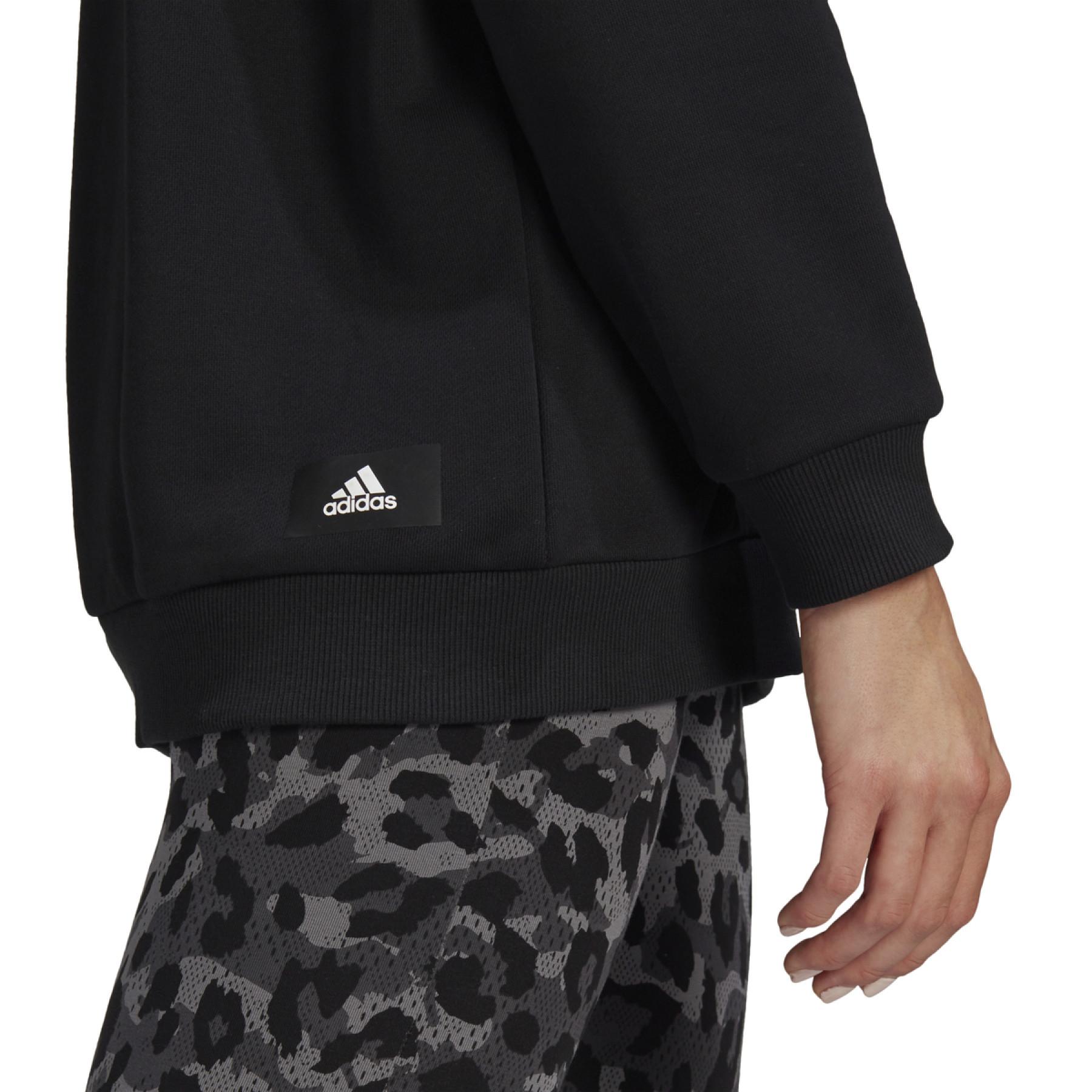 Aplastar virar Celda de poder Sudadera con capucha para mujer adidas Sportswear Leopard-Print Oversize