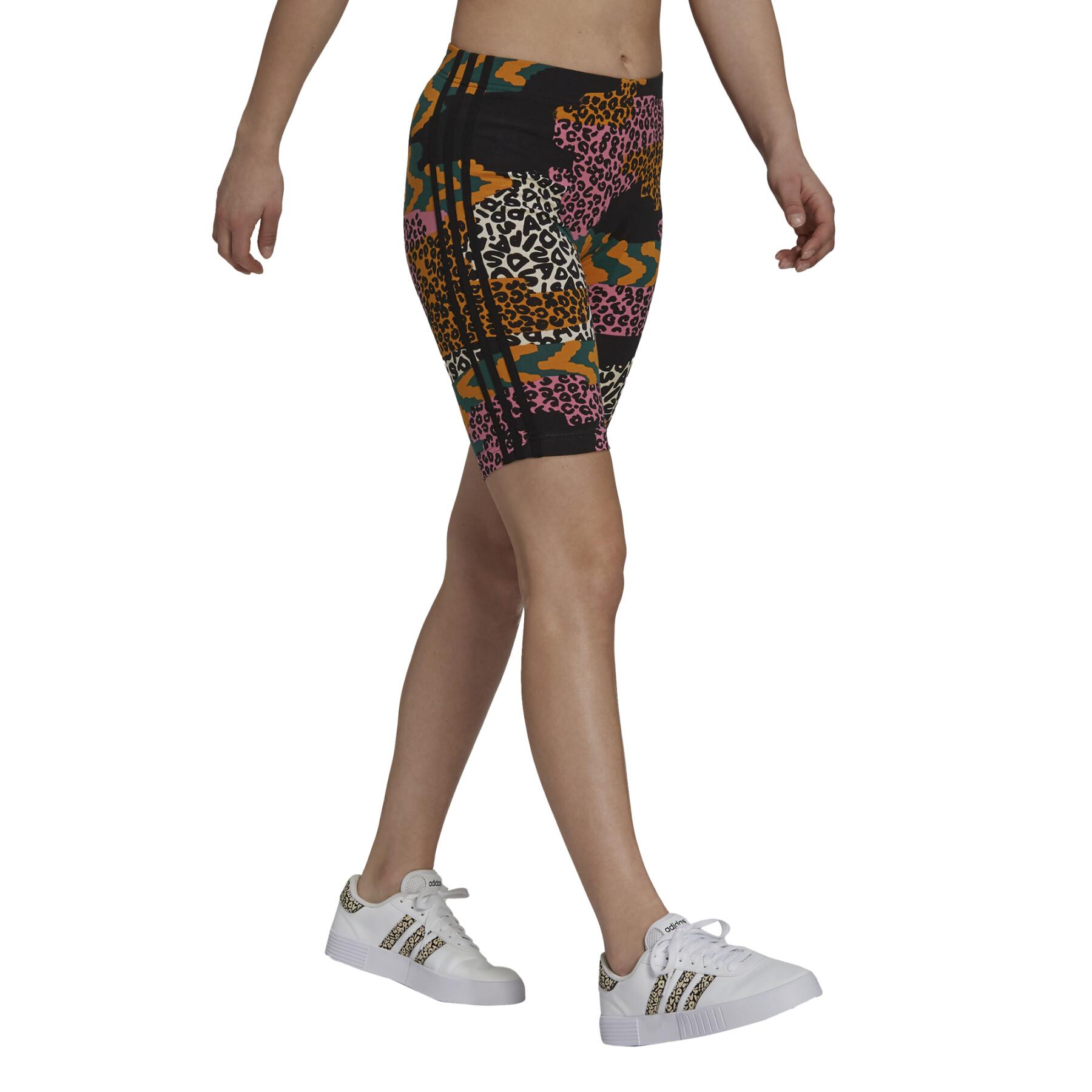 Mallas cortas para mujer adidas Cycliste FARRio 3-Stripes Print Cotton