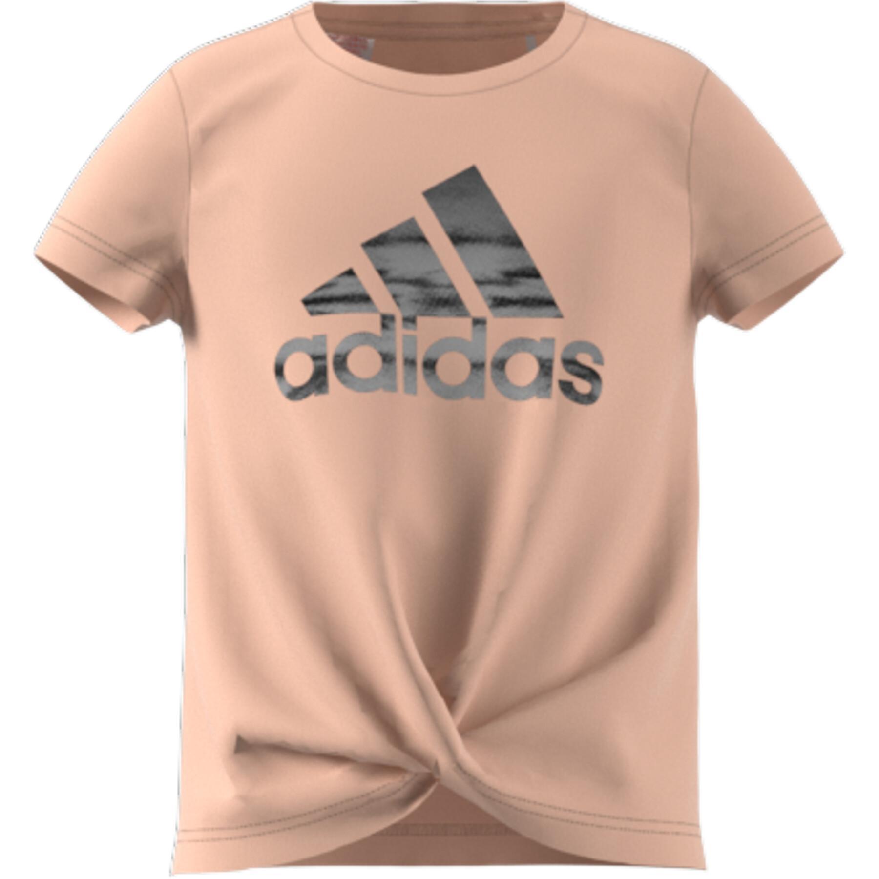 Camiseta de chica adidas Primegreen AEROREADY Training Dance Move Knotted Metallic Logo-Print