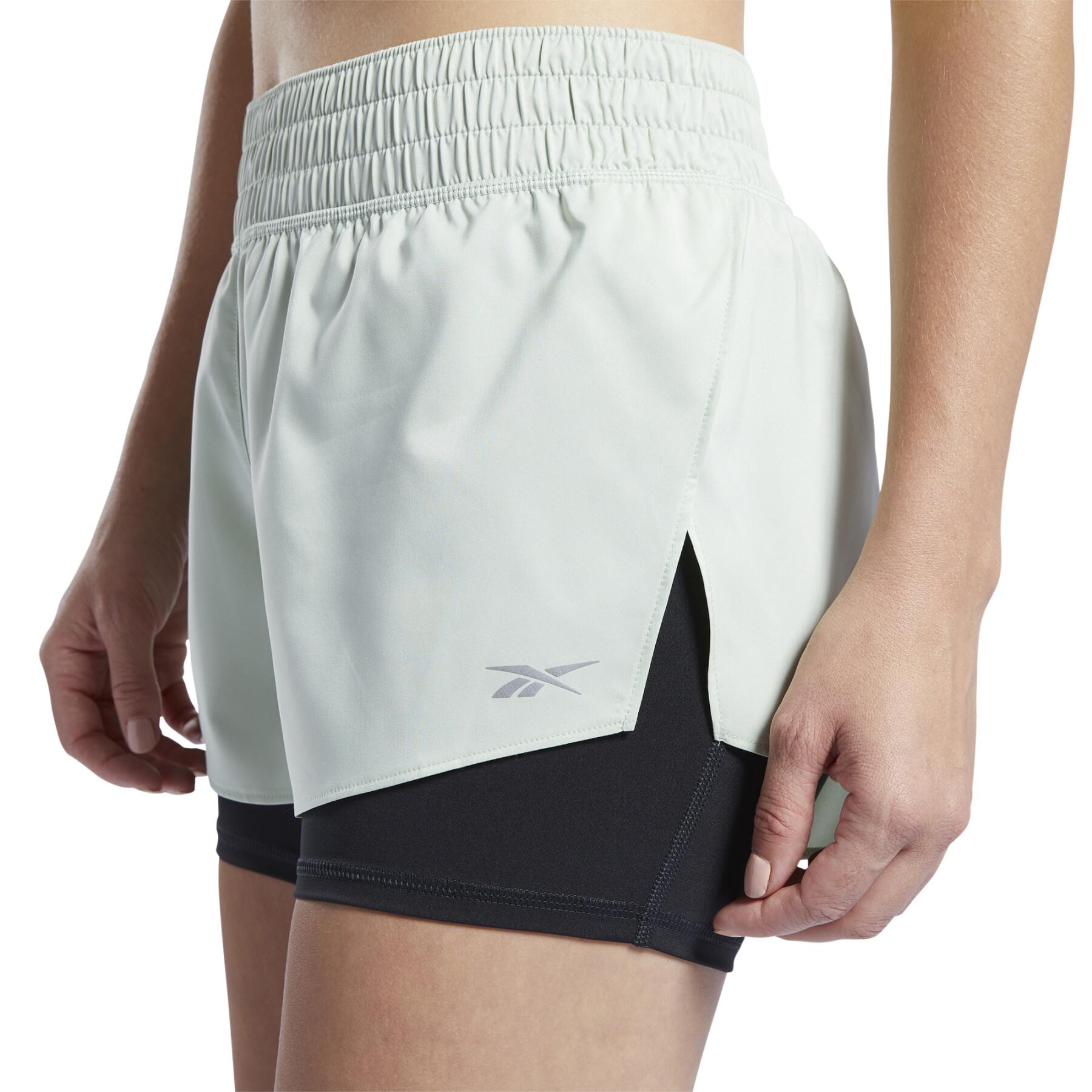 Pantalones cortos de running 2 en 1 para mujer Reebok