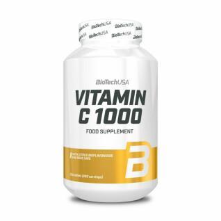 Paquete de 12 tarros de vitamina c Biotech USA 1000 bioflavonoïdes - 250 Comp